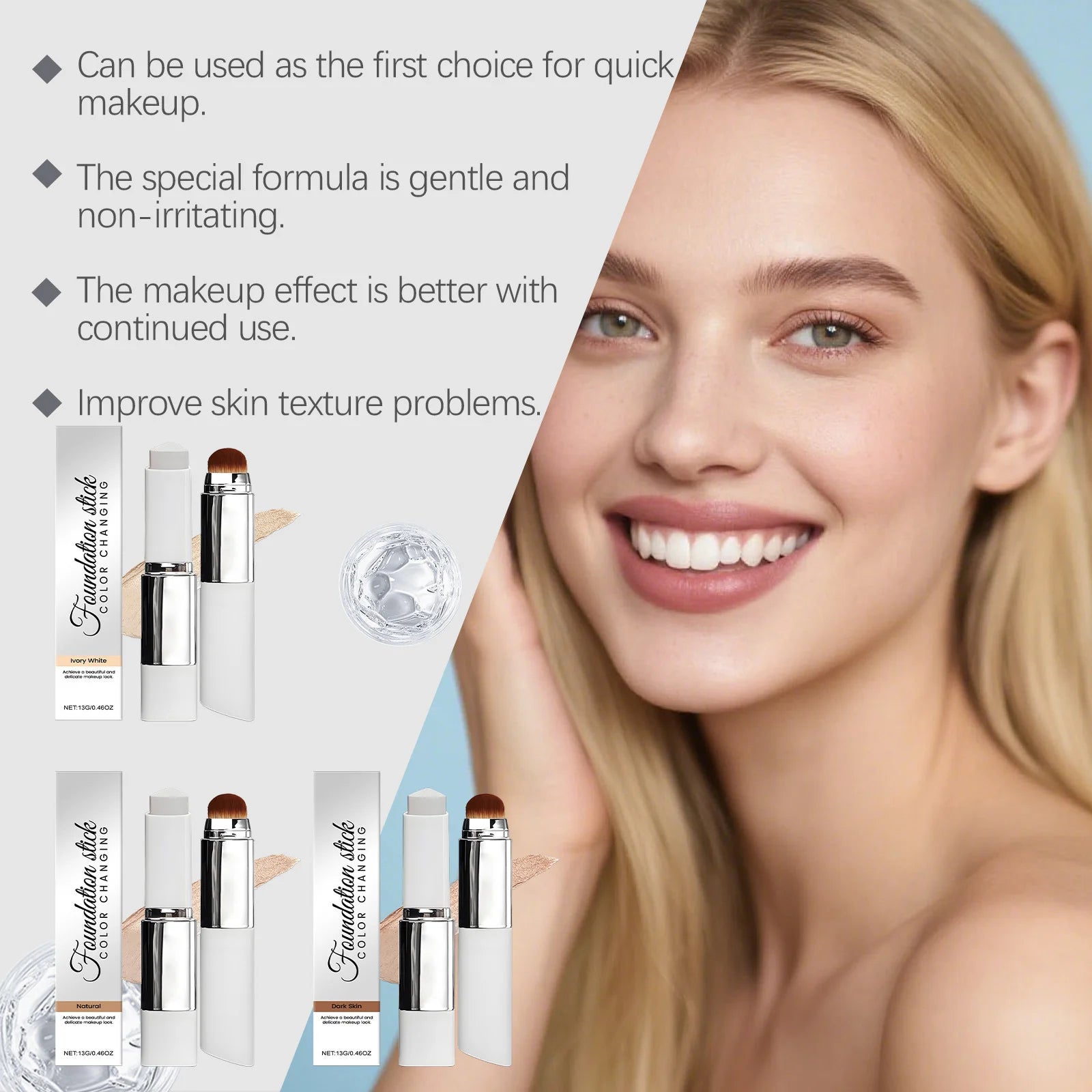 2-in-1 Color Changing Foundation Stick & Concealer | Matte Foundation Concealer Stick Oasis Select