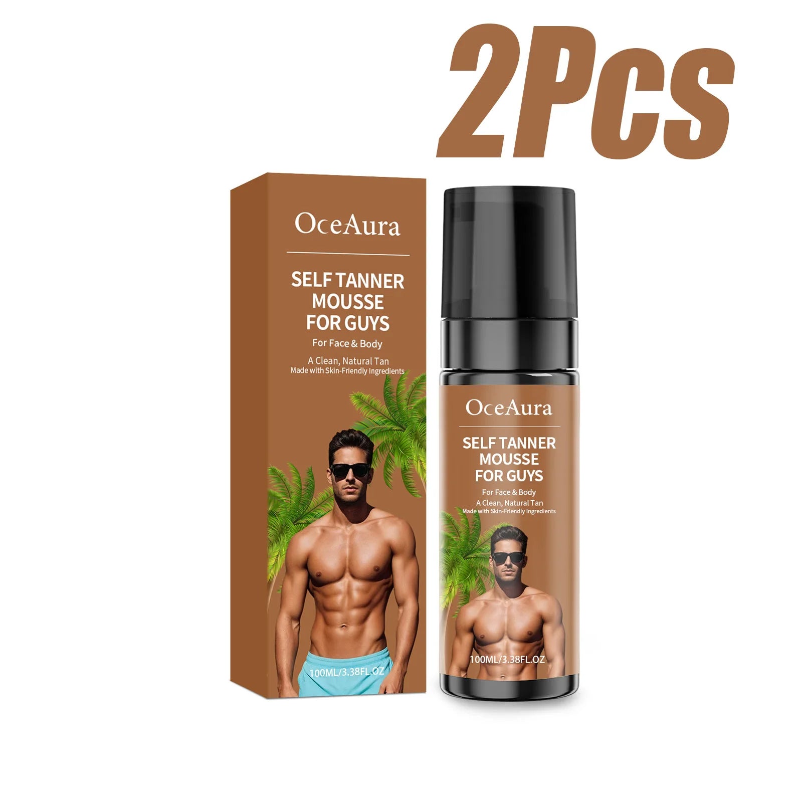 Self Tanner Mousse Natural Sunless Tanning Foam Streak-Free Quick-Drying Gradual Tan Hydrating Beautiful Tan Finish Body Care Oasis Select 2 x 100ml Boxed