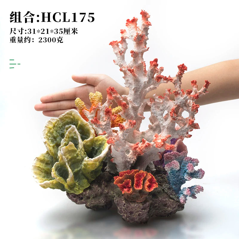 Betta Fishbowl Ornaments Large Coral Reef Stone Island Pet Artificial Aquarium Terrarium Resin Hideout Aquario Plant Accesories Oasis Select Style 19