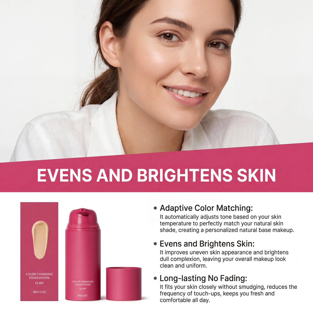 Color Changing Foundation SPF15 Skin Tone Adapting Liquid for Women Self Adjusting Finish Blurs Imperfections Face Makeup Oasis Select