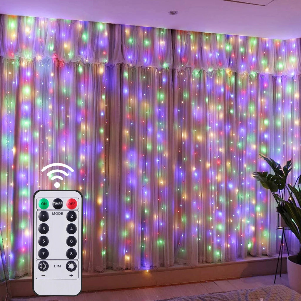 3M LED Curtain Lights with USB Remote Control Fairy Garland Lamp for Wedding Birthday New Year Party Decor Holiday Gift Oasis Select RGB 2m x 3m