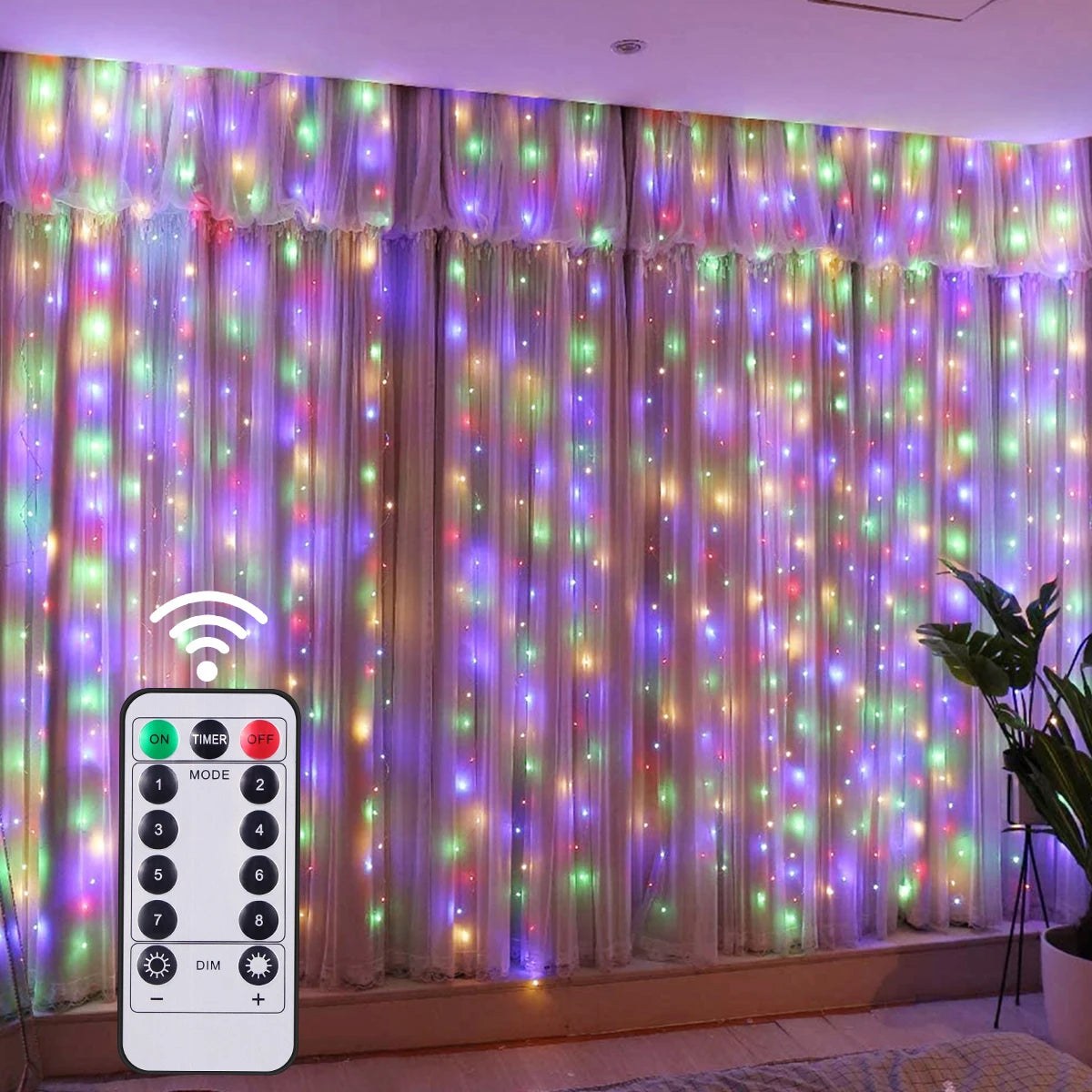 3M LED Curtain Lights with USB Remote Control Fairy Garland Lamp for Wedding Birthday New Year Party Decor Holiday Gift Oasis Select RGB 2m x 3m