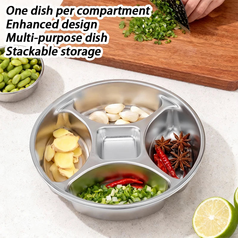 Stainless Steel Divider Tray Kitchen Cooking Food Preparation Plate Condiment Plate Oasis Select