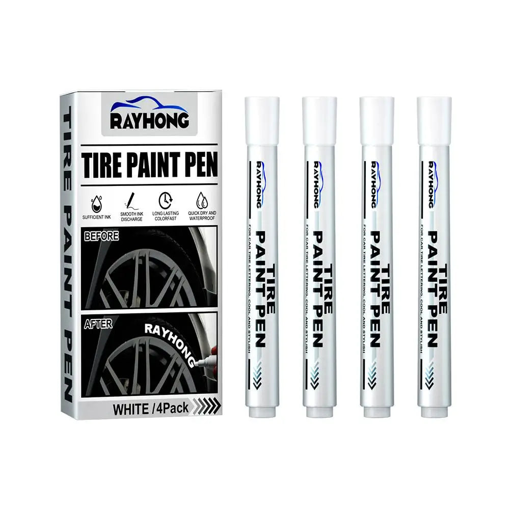 White Tire Paint Marker Pens – Waterproof & Quick Dry Tire Paint Marker Oasis Select 4PCS