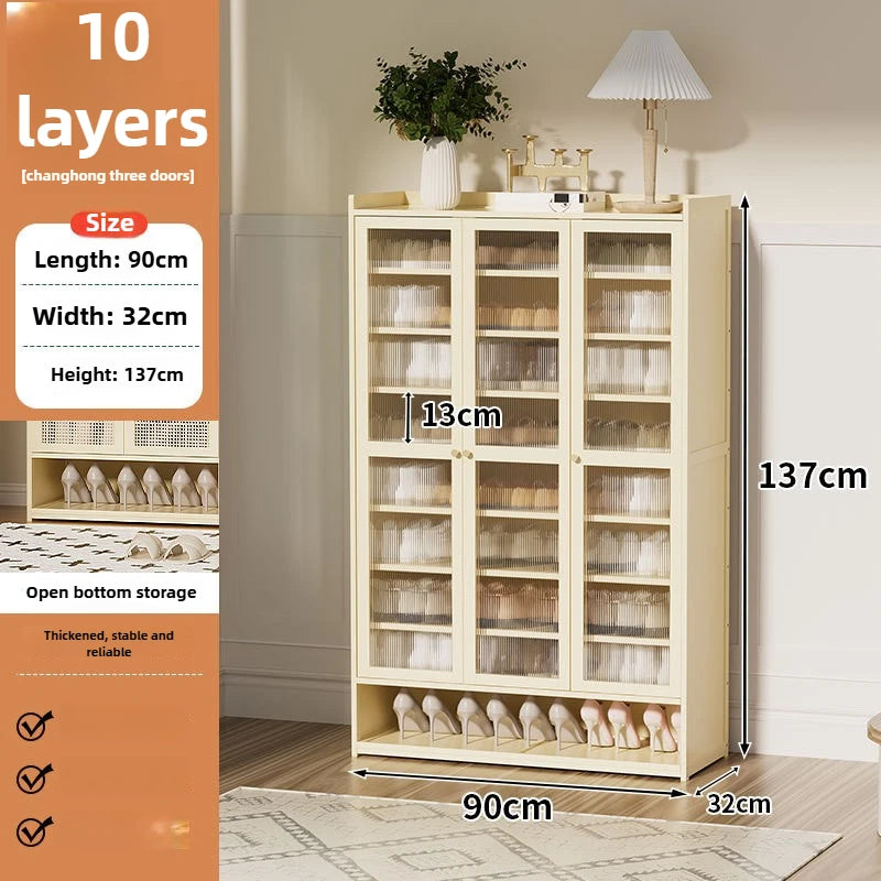 Multi-functional Shoe cabinet Household multi-layer shoe rack Entrance cabinet Large capacity storage dust aisle Oasis Select Milky white M