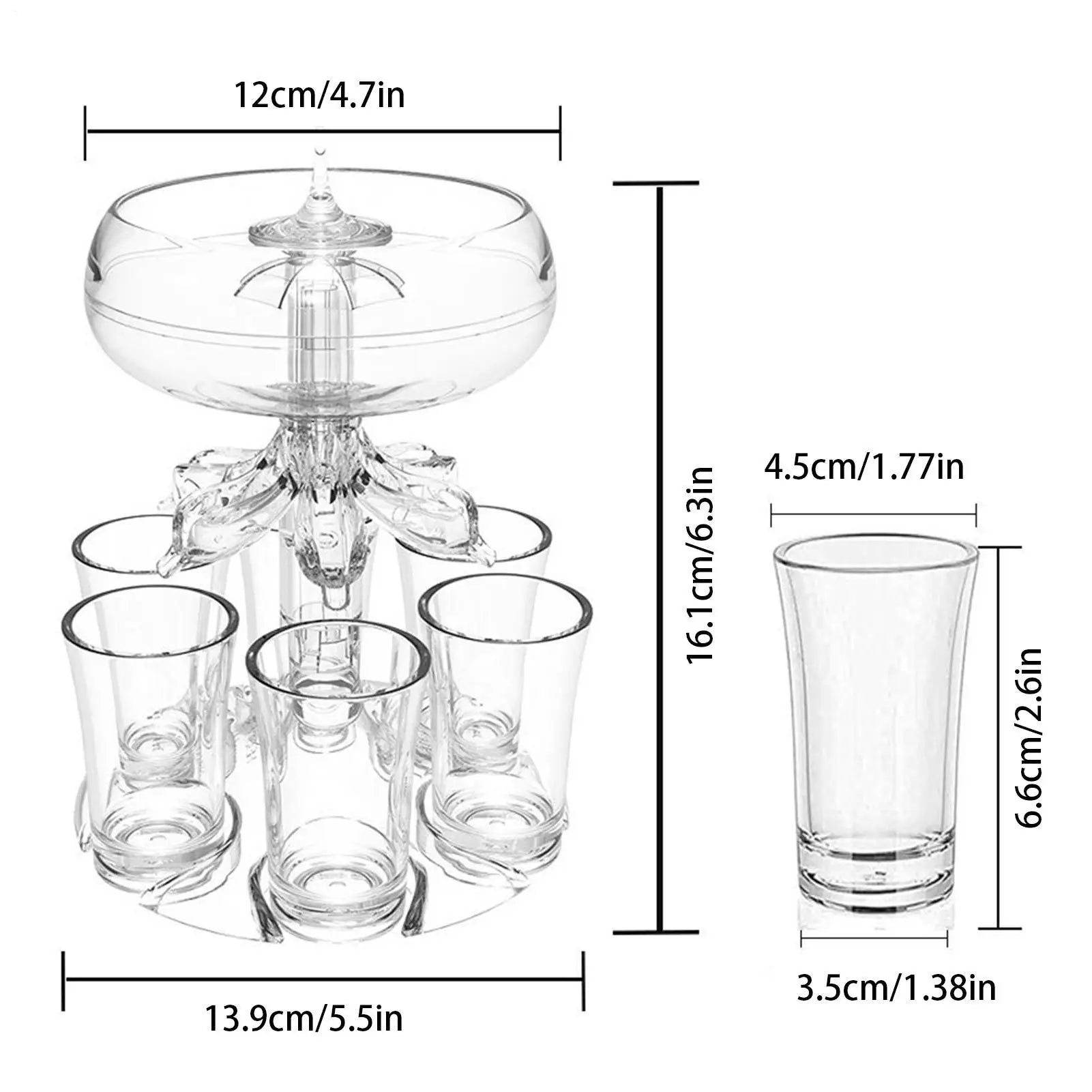 Shot Pourer Dispenser Shot Pourer Liquor Dispenser Cocktail Dispenser 6 Shots Party Drink Dispenser Shot Glass Holder Beverage Oasis Select