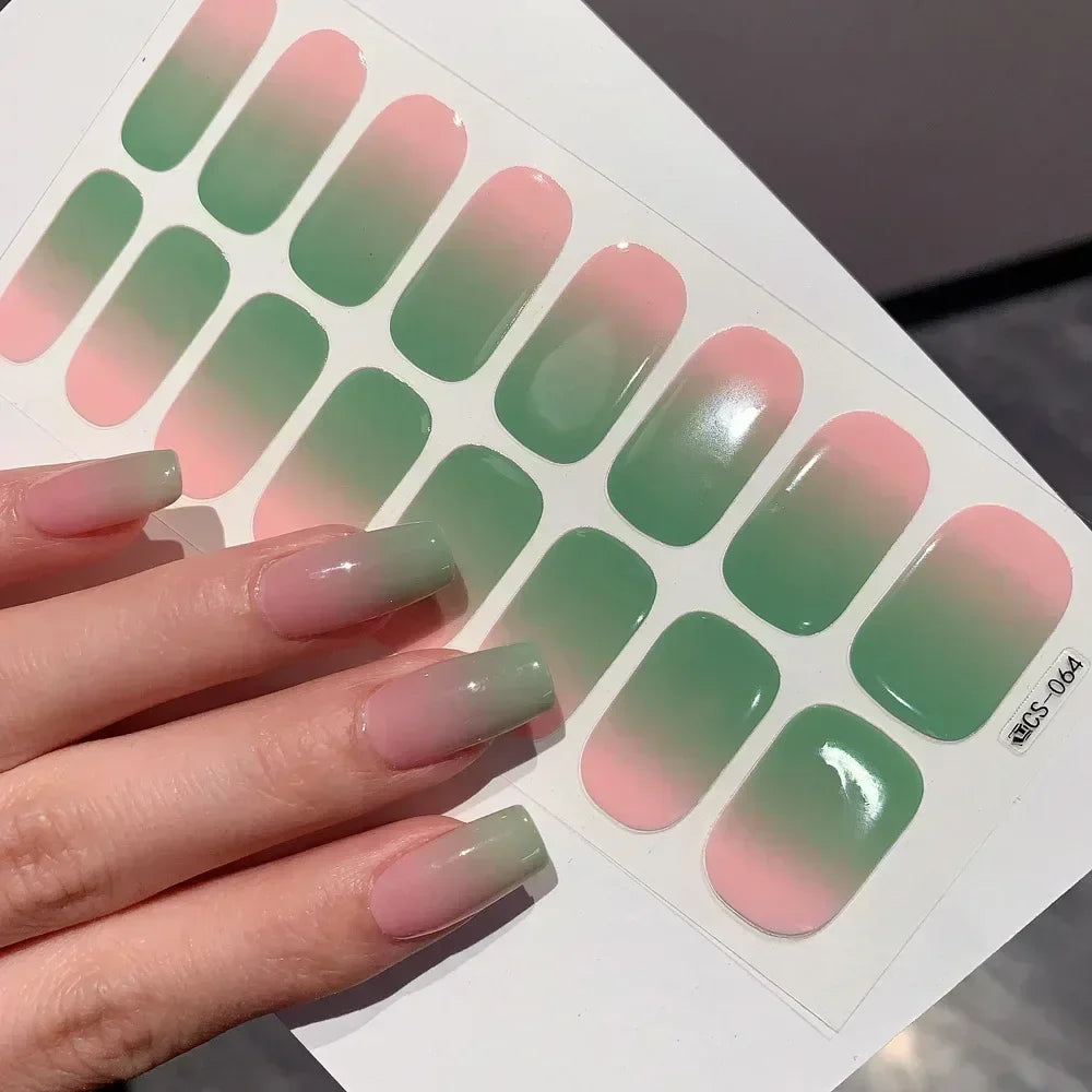 2025 Semi-cured Gel Nail Stickers Solid Color Nail Semi-baked Tips Full UV Nail Need Decals Paste Lamp N0R7 Oasis Select CS-64