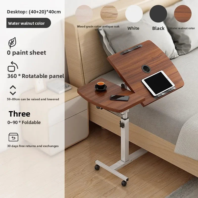 Multi-functional Standing Simple Portable Laptop Computer Desk Bed Computer Desk Floor Mobile Lift Bedside Table Durable Oasis Select Water Walnut-A