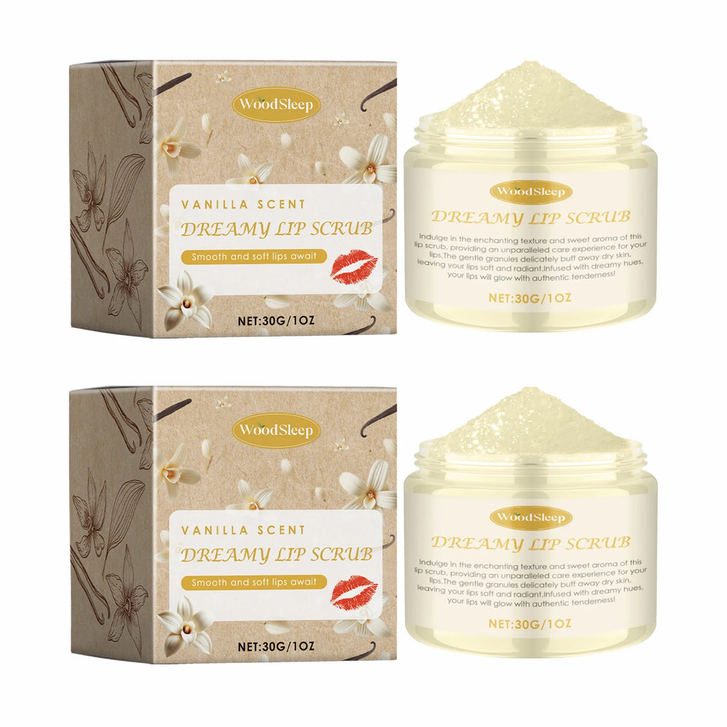 WOODSLEEP Coconut Vanilla Lip Scrub – Exfoliate & Moisturize Lip Scrub Oasis Select 60g VANILLA
