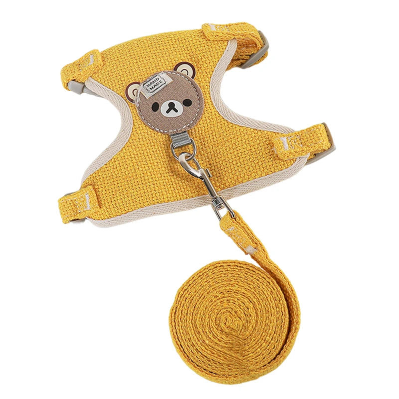 Cat Dog Harness with Lead Leash Adjustable Vest Mesh Breathable Adjustable Chest Harness Outdoor Walking Cat Pet Supplies Oasis Select Yellow S