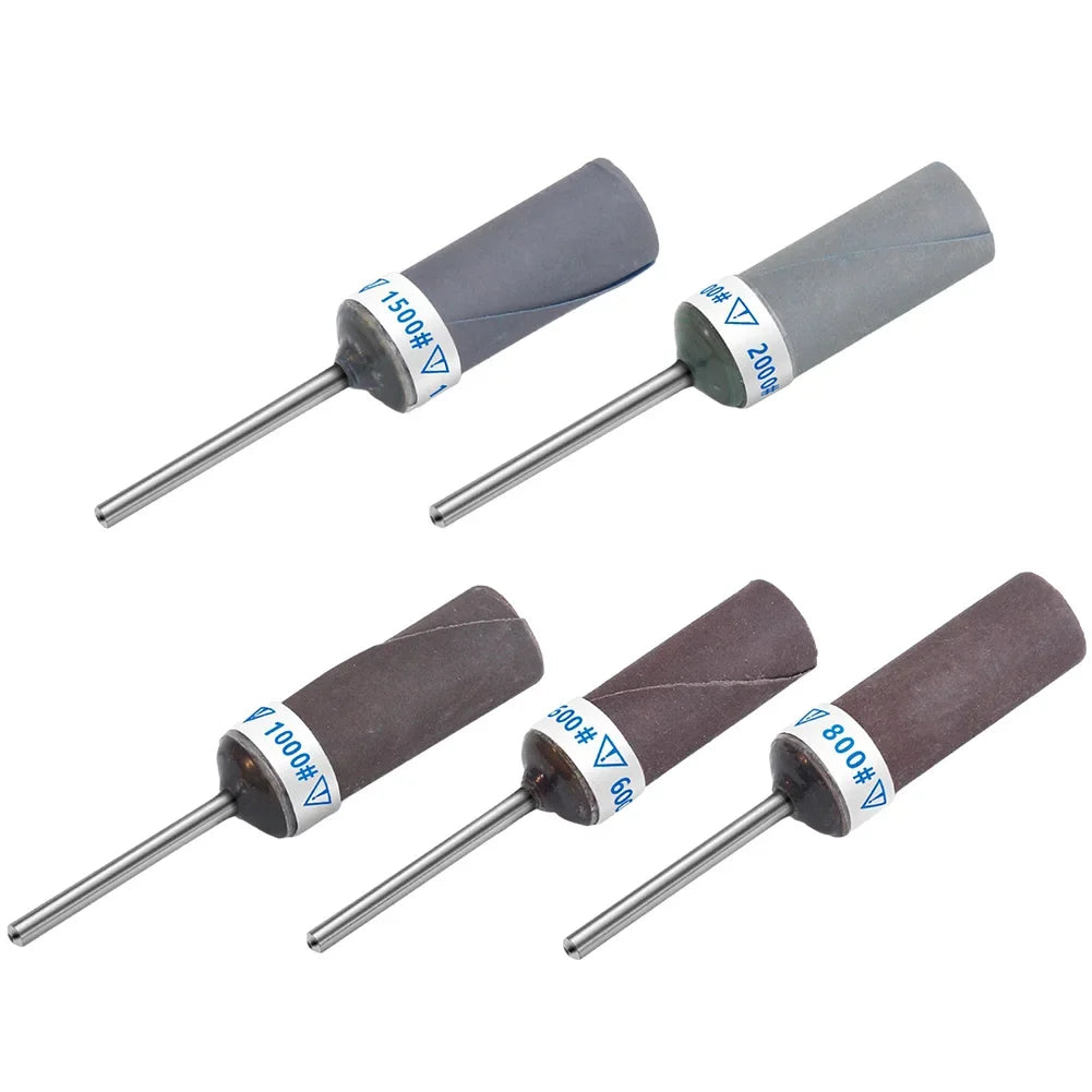 5pcs Sandpaper Stick Grinding Head P800-P2000 Sanding Paper Rod Grinding Head For Mirror Polishing Metal Wood Jwellery Oasis Select