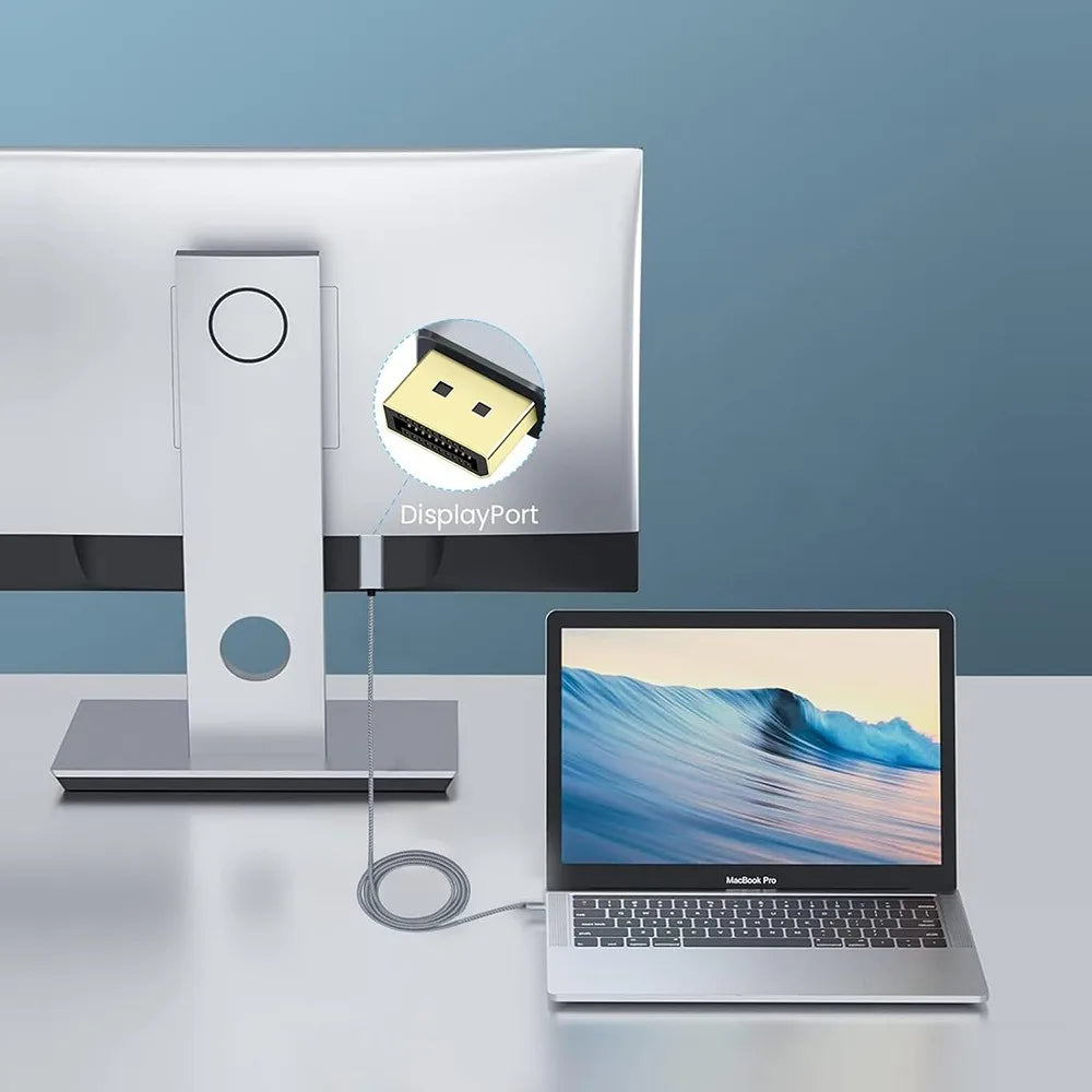 1.8M USB C To DisplayPort 1.4 Cable 32.4Gbps 8K@60Hz 4K@144Hz Type C To DP1.4 Adapter Thunderbolt 4/3 Compatible for MacBook Oasis Select