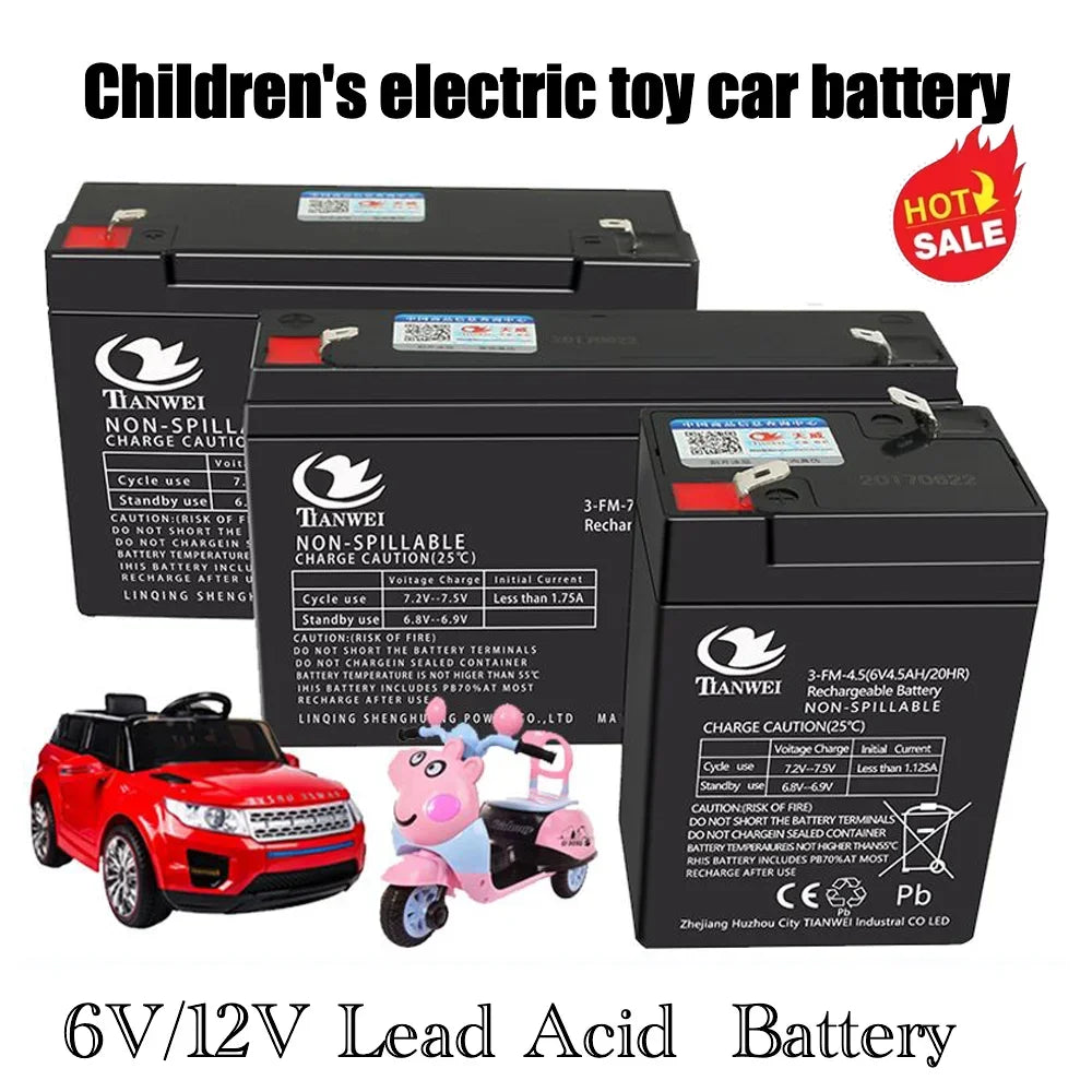 Hot 6V 12V Rechargeable Battery For Children's Electric Vehicles Toy Cars Motorcycles Baby Strollers Battery 5Ah 7Ah 8Ah 12Ah Oasis Select
