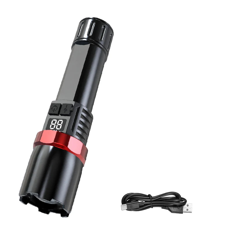 High Power LED Flashlight Powerful USB C Rechargeable Tactical Zoom Flashlight with 3 Gear Outdoor Camping Hiking Fishing Torch Oasis Select ST-35 ZOOM