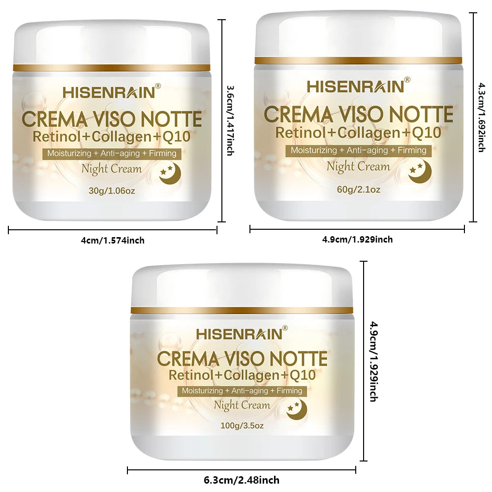 HISENRAIN Retinol Collagen Night Cream for Anti-Aging & Skin Firming - Intensive Moisturizing Skincare Treatment. Oasis Select