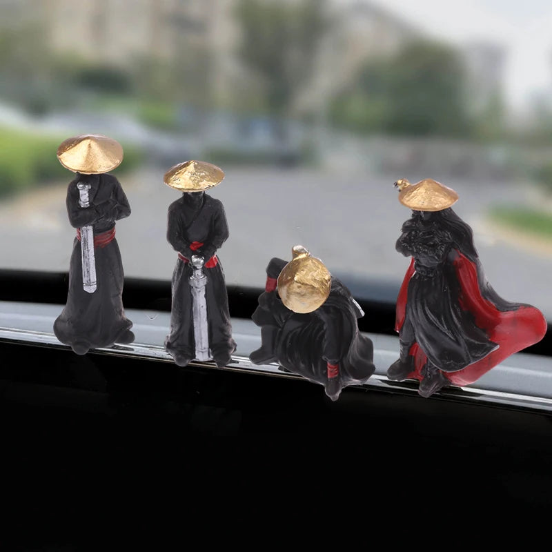 4Pcs/set Resin Mini Figures Model Ancient Japanese Chinese Ninja Samurai Warrior Modeling Cool Miniature Car Decoration Gifts Oasis Select