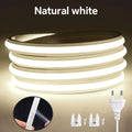 Fireproof Genuine Silicone COB Neon Strip Light 220V Swtich Control Super Bright 280leds/m Cabinet Garden Ambinet Backlight Oasis Select Natural White 220V EU Power Plug 4 m