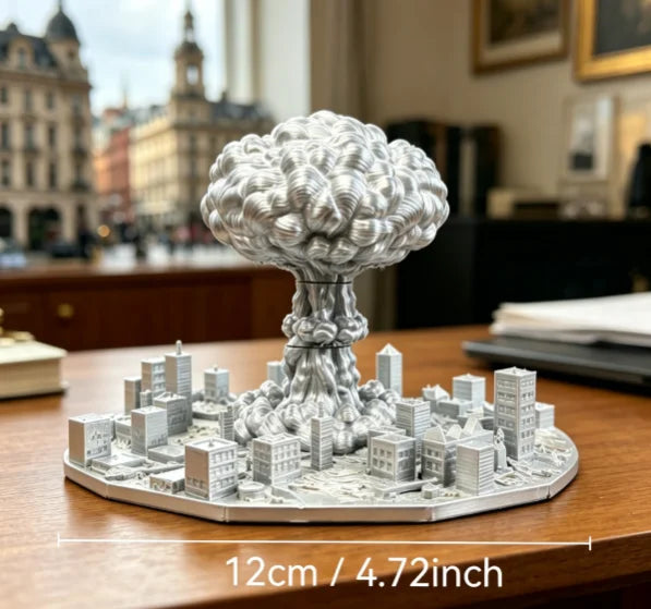 Sci-Fi Apocalypse Mini City Model 3D Printing Diorama Figurine Mini Statue Desktop Decor for Gamer Workstation Room Display Gift Oasis Select City Silver