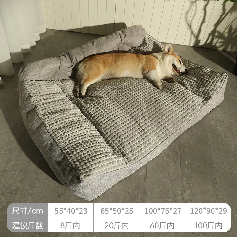 All-Season Large Dog Bed Washable Pet Mat Removable Cover Dog Sleeping Pad Winter Warm Dog Cushion for Big Dogs' Rest Oasis Select Three sides - gray 63x47x23cm