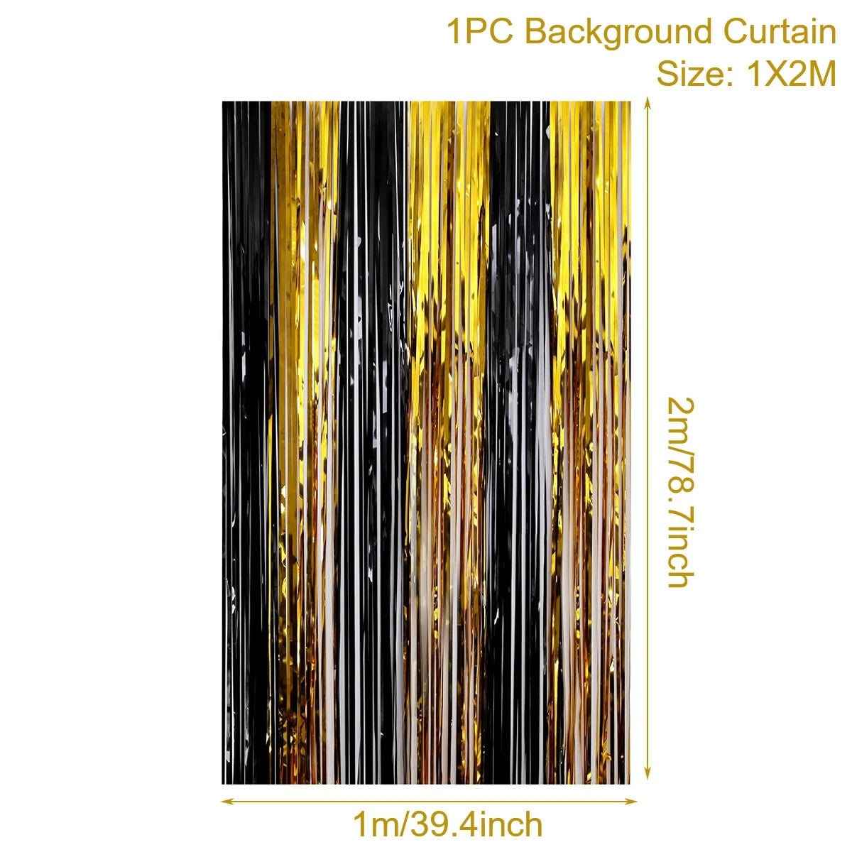 Birthday Party Decorations Backdrop Curtains Glitter Black Gold Tinsel Fringe Foil Curtain Background Wedding Adult Anniversary Oasis Select