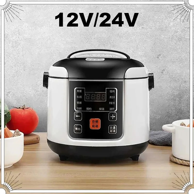 URGGU 2L Portable Car Rice Cooker 12V/24V Electric Multi-Cooker