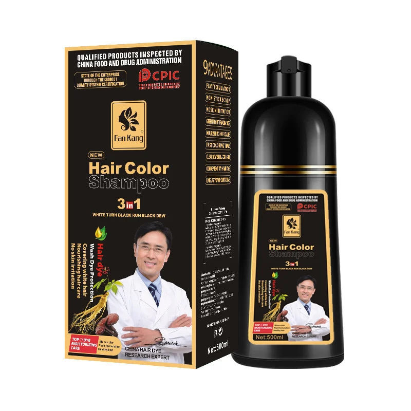 REAROYA Black Hair Dye Shampoo – Natural Plant-Based Color Hair Dye Shampoo Oasis Select Black