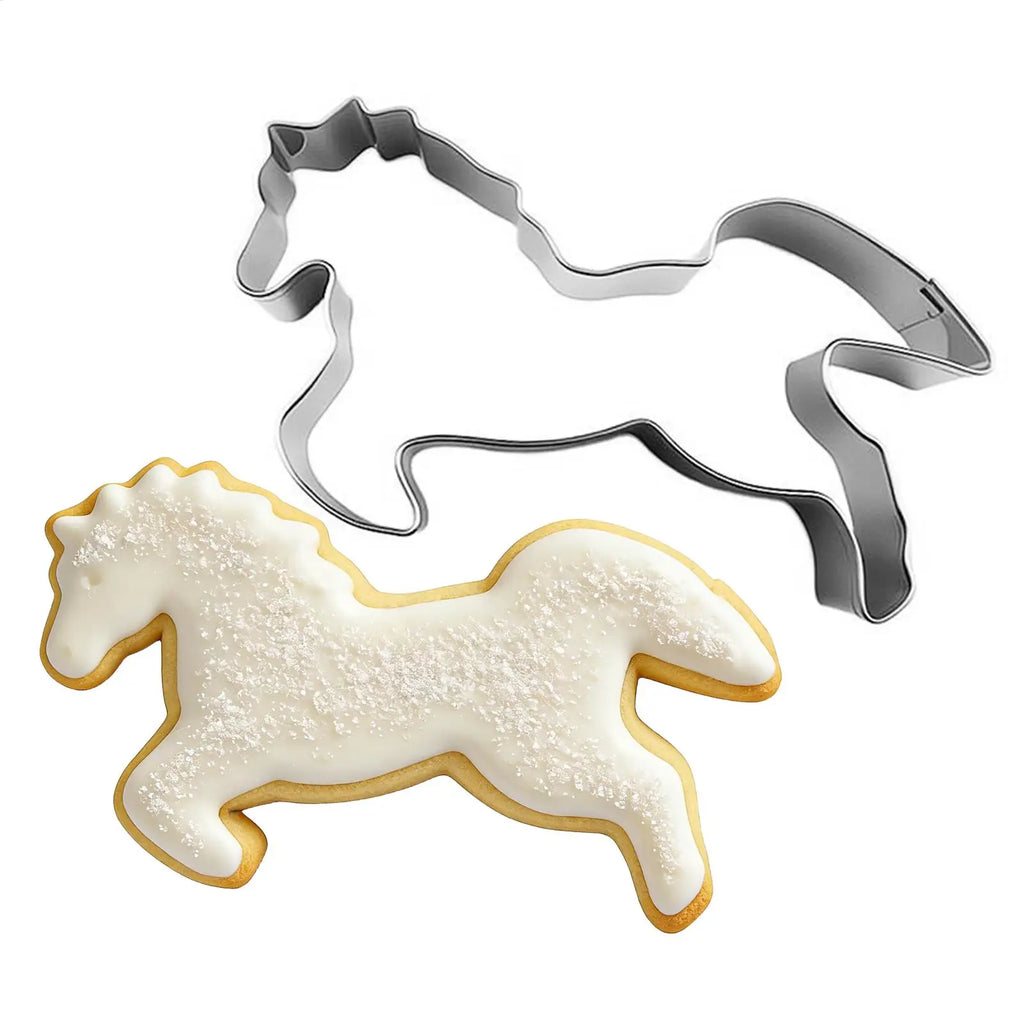 Horse Cookie Cutter Stamp Stainless Steel Baking Accessories Pressable Cookie Mold for Fondant Bakers Parents Home Party Oasis Select