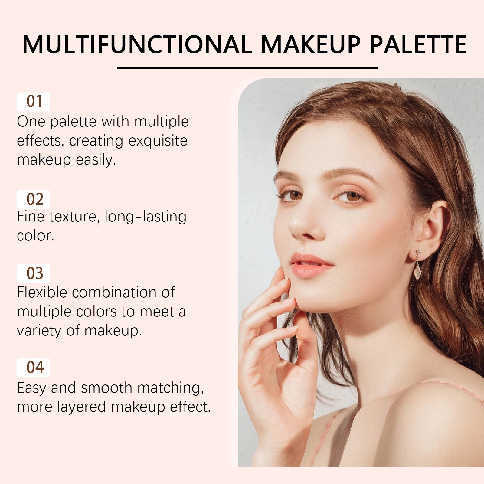 Moisturizing Multi-Functional Makeup Palette Matte and Shimmer, Easy Apply Highlighter Blush Contour Professional Palette Oasis Select