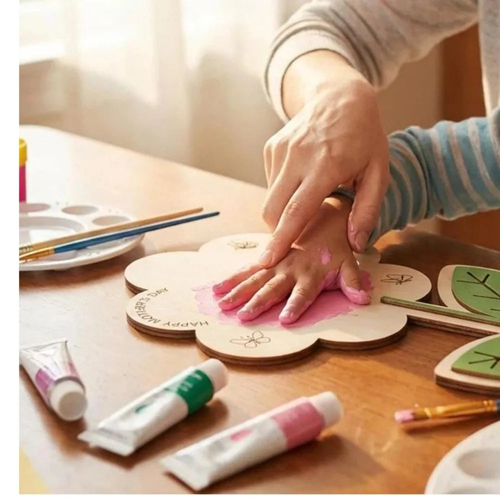 Hand-Painted Mother's Day Wood Plaque | DIY Handprint Sign Gift