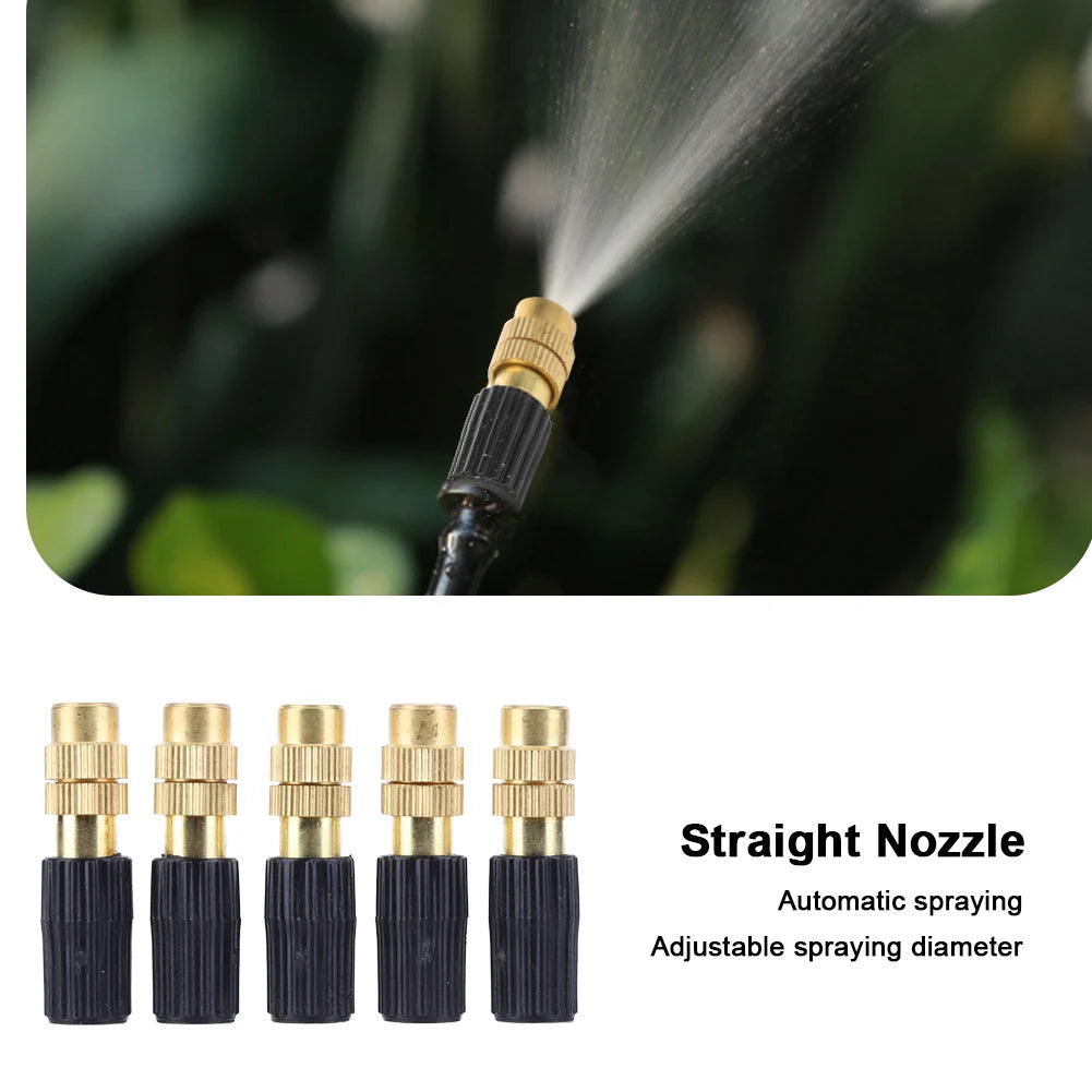 15pcs Fogging Cooling Nozzles Copper Misting Nozzle Automatic Spraying Atomizing Sprayer Connecting 4/7 Hairpipe Irrigation Tool Oasis Select