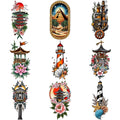 9-Pack Temporary Tattoo Stickers – Lighthouse, Flowers & Church Temporary Tattoo Stickers Oasis Select 2A-9X6cm
