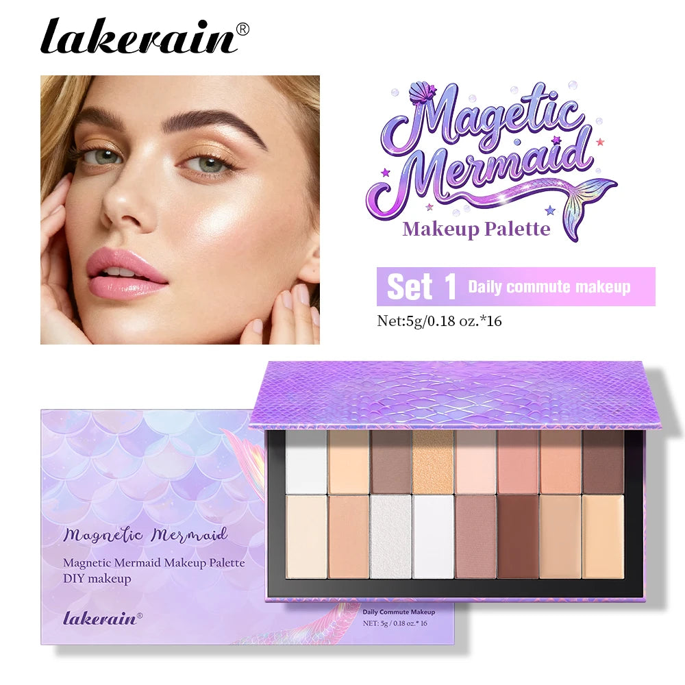 Lakerain Magnetic Mermaid Makeup Palette Long Lasting Waterproof Eyeshadow Palette Refills Multi-purpose DIY Beauty Makeup Gifts Oasis Select Set 1