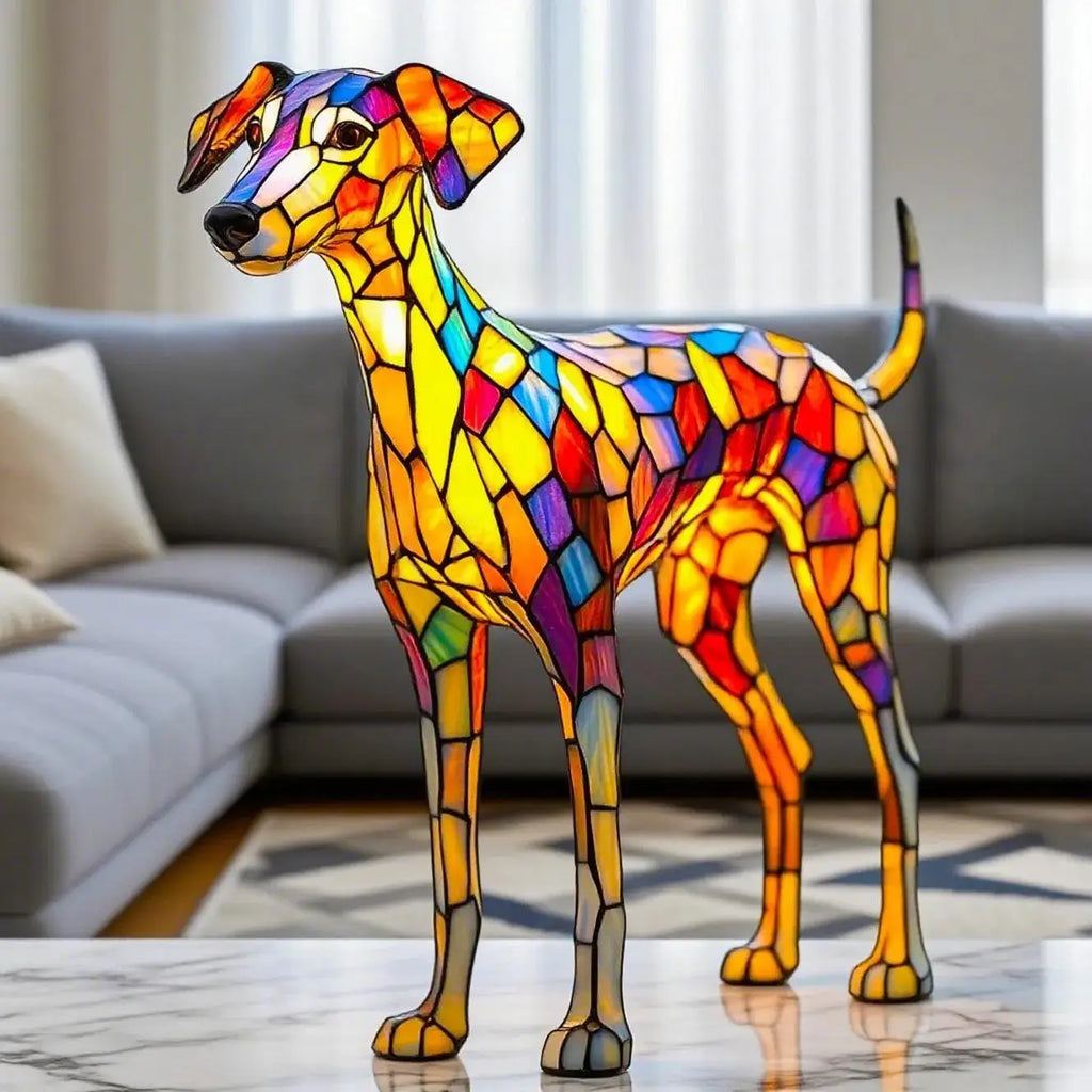 Colored Resin Animal LED Light,Stained French Tabletop Night Light,Cute Pet Dog Themed LED Table Lamp,Cozy Bedroom Ornaments Oasis Select