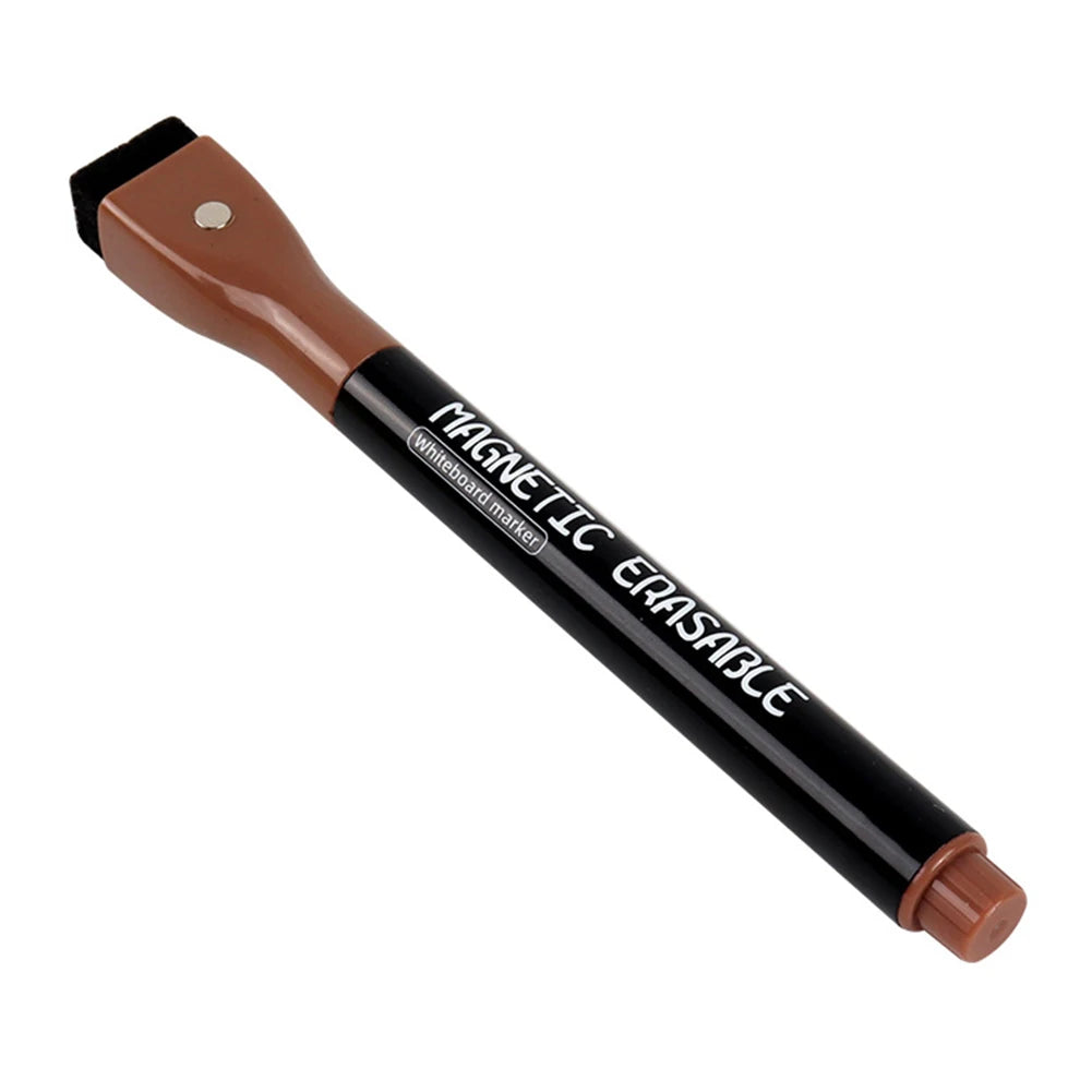 Erasable Magnetic Whiteboard Markers with Built-In Eraser | 12 Colors