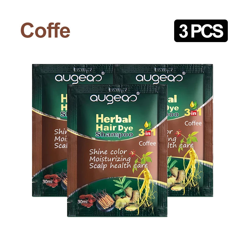 Natural Herbal Hair Dye Shampoo – Grey Coverage 30ml (3/5 Pack) Hair Dye Shampoo Oasis Select 3pcs coffee China Mainland