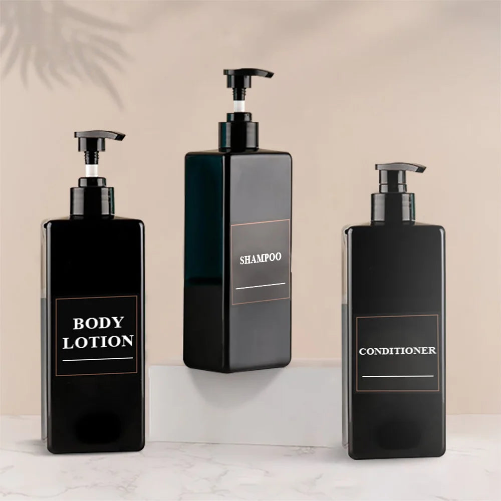 3PCS 17.6 UK FL OZ Bathroom Soap Dispenser Reusable Hand Pump Dispenser Bottle Bathroom Shower Gel Shampoo Bottle Container Oasis Select