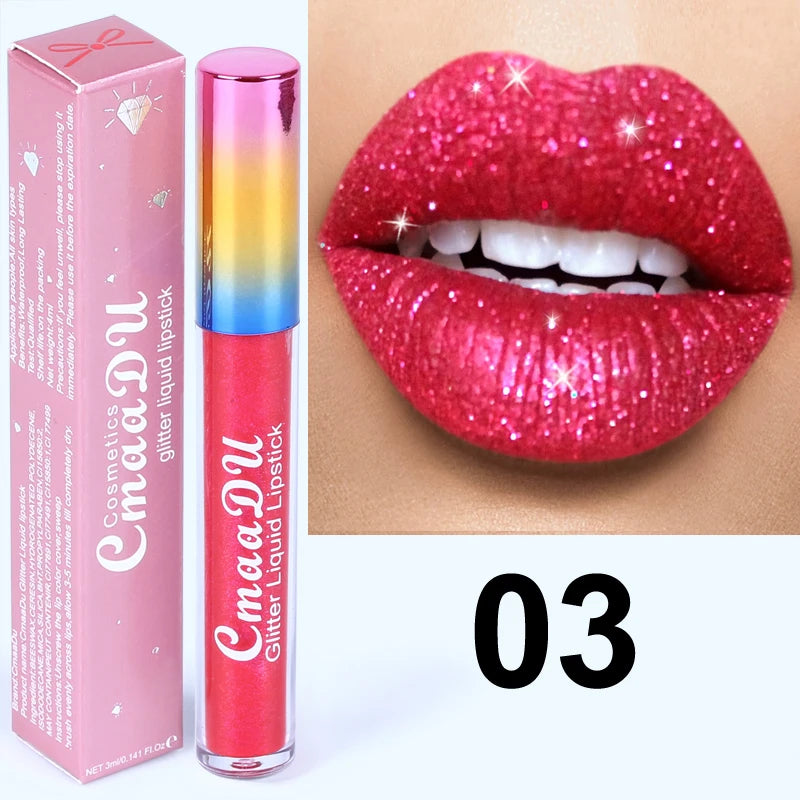 Pearlescent Shimmer Lip Gloss Lipstick Glitter Plumping Waterproof High Shine Lightweight Coral Metallic Y2K Daily Party Makeup Oasis Select 03