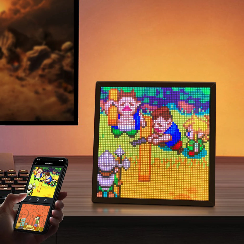 64x64 Pixel LED Screen Smart RGB USB ED Pixel Display Frame 16x16 32x32 DIY Graffiti Patterns Text for Gaming Room Decor Clock Oasis Select