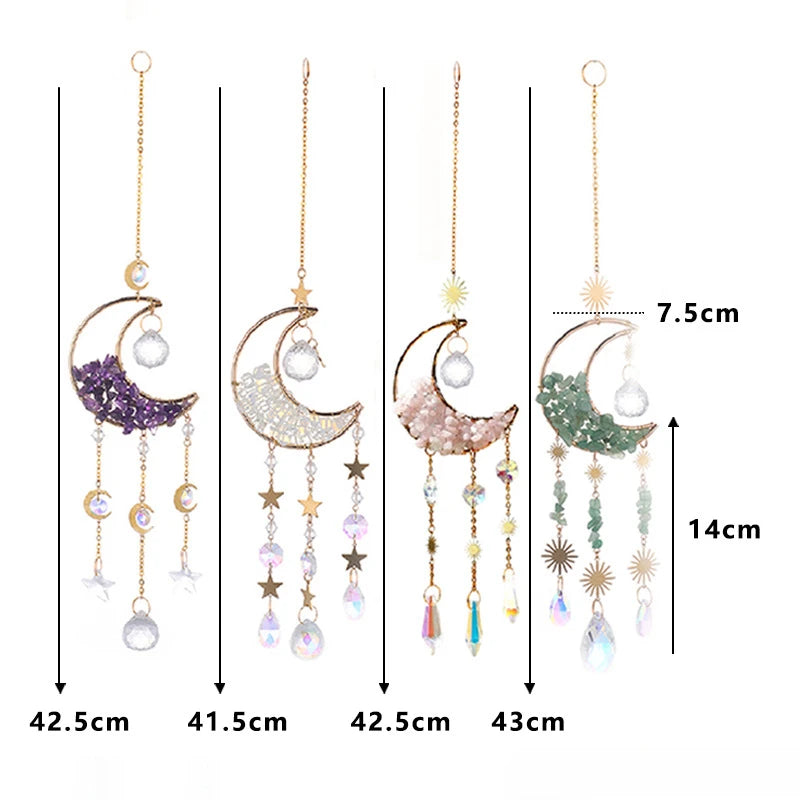 Crystal Sun Catcher Ornament Rainbow Natural Stone Wind Chimes Room Sun Capture Dream Catcher Pendant Room Decor Oasis Select