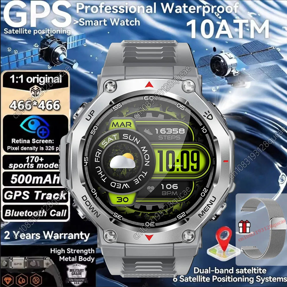 Ola Esporte Military GPS Smartwatch | AMOLED, 170 Sports, BT Call