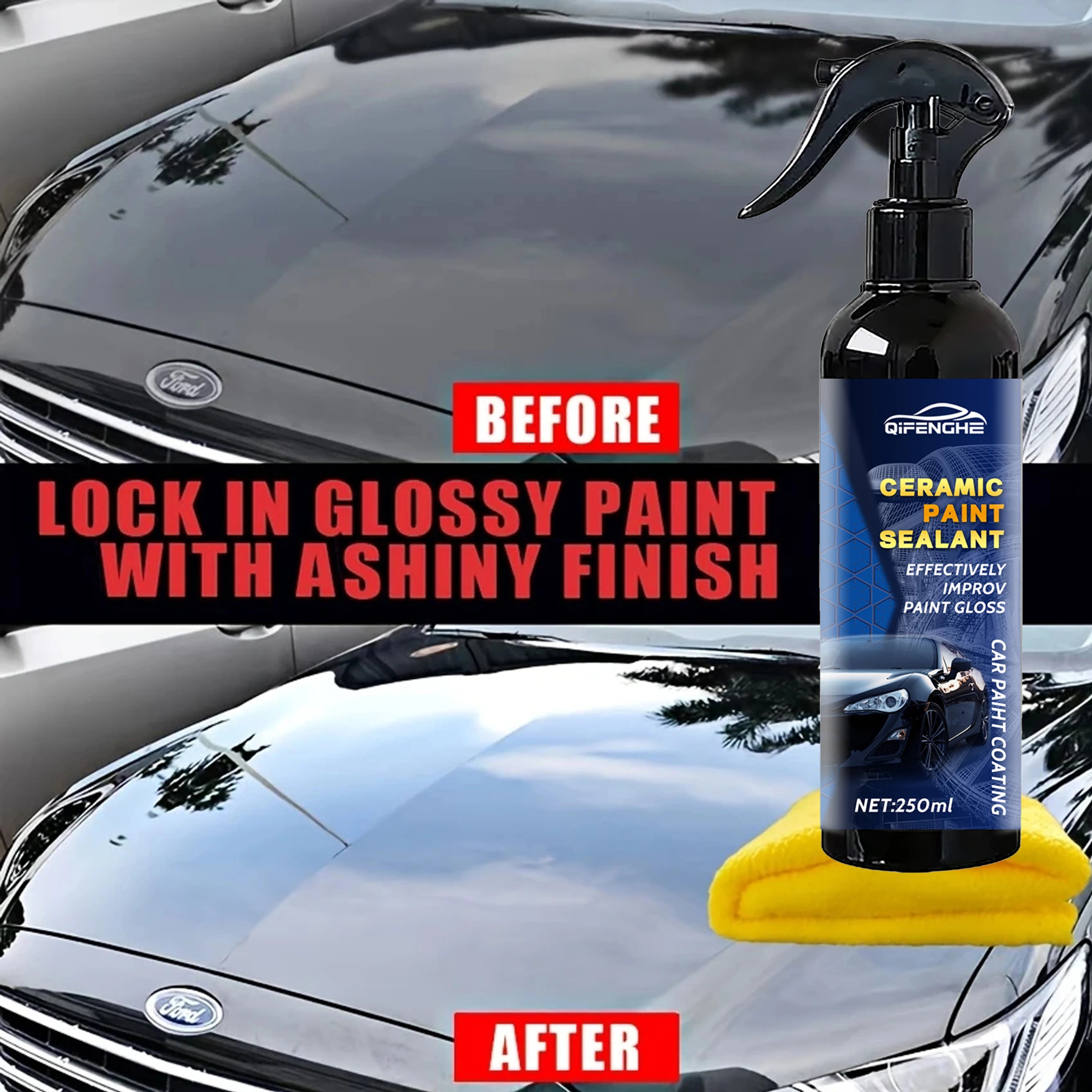3-in-1 Ceramic Coating Spray – Hydrophobic Car Wax & Paint Care