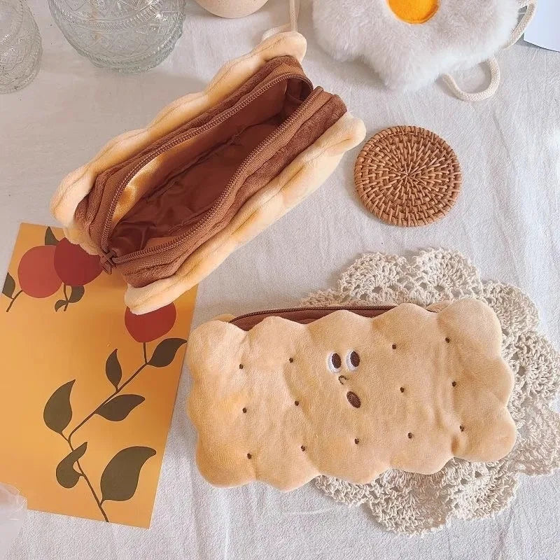 Sandwich Biscuits Plush Pencil Case Simple Large Capacity Pencil Bag Cute Stationery Box Student Stationery Storage Oasis Select