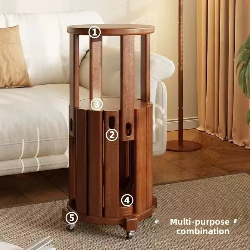 Household stools can be stacked solid wood round stools stacked low stools with pulleys wooden stools sturdy and durable Oasis Select