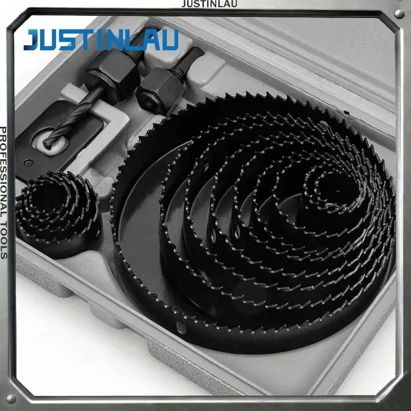 JUSTINLAU 16 Pieces of 19-127mm Woodworking Hole Saw Plastic Box Set Gypsum Board Drilling Tool Cutting Woodworking Drill Bit Oasis Select