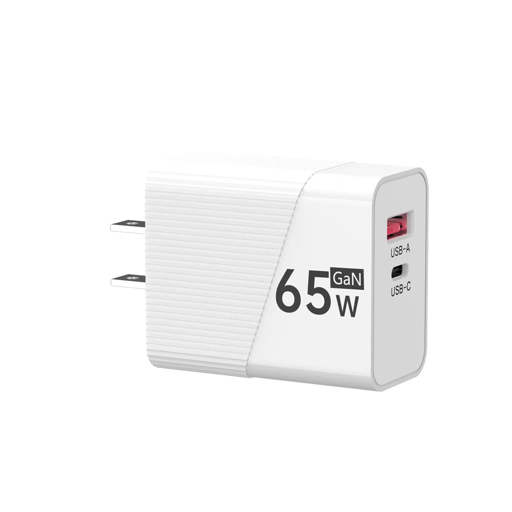 PD 65W USB C Charger GaN Fast Charging Wall Charger For iPhone Samsung Xiaomi Quick Charge EU/US/UK Plug Phone Charger Adapter Oasis Select US White