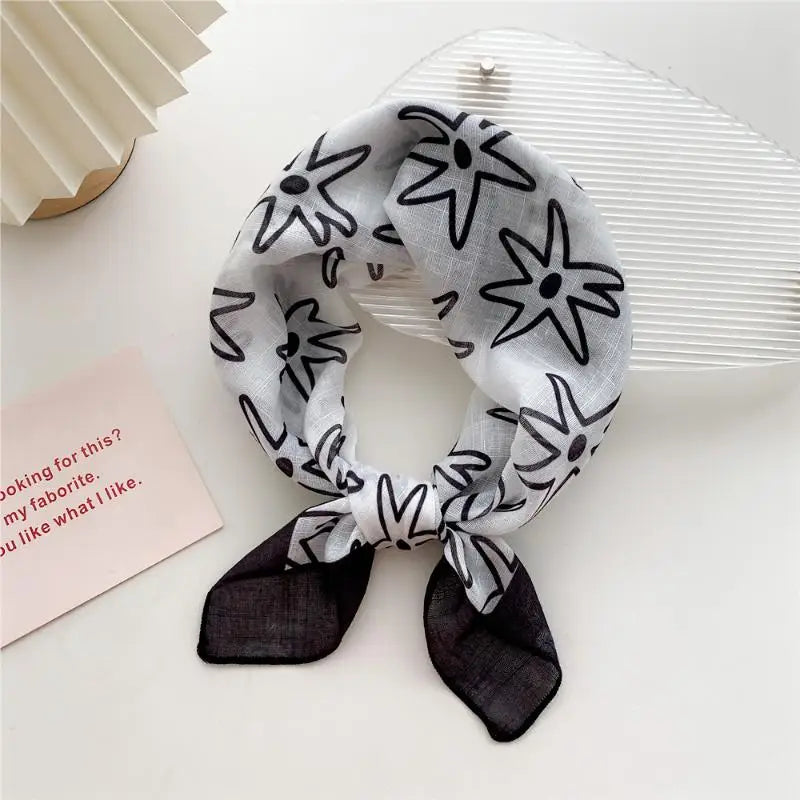 58cm Cotton Linen Handkerchief Print Square Neck Scarf Women Small Shawls Hair Scarfs Female Bag Scarves Head Scarf Oasis Select 17