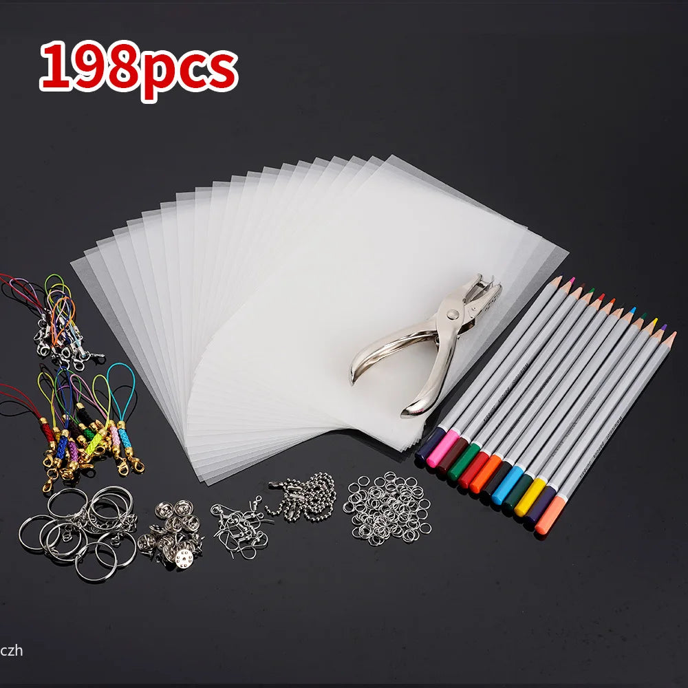 Heat Shrink Plastic Sheets Set Shrinky Art Film Paper Sheet Kit DIY Keychain Ornaments Creative Craft Embellishment Scrapbooking Oasis Select