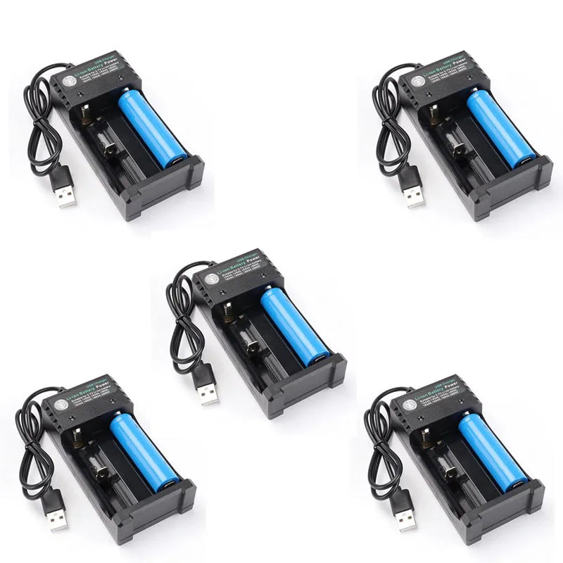 1/3/5pcs 4/2 Slots USB Charger Li-Ion Charging Li-Ion Battery Portable Rechargeable Battery Charger For 18650 Battery Charger Oasis Select 2 Slots USB-5pcs