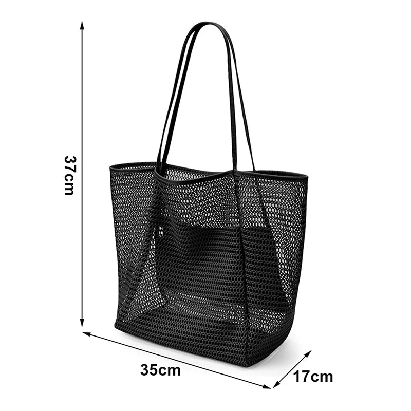 Summer Mesh Tote Bag Women's Breathable Shoulder Bag 여름용 메쉬 핸드백 Сумка женская Lightweight Bag Oasis Select one size Black