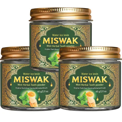 MISWAK Mint Herbal Tooth Powder – Charcoal & Hyaluronic Acid Herbal Tooth Powder Oasis Select green